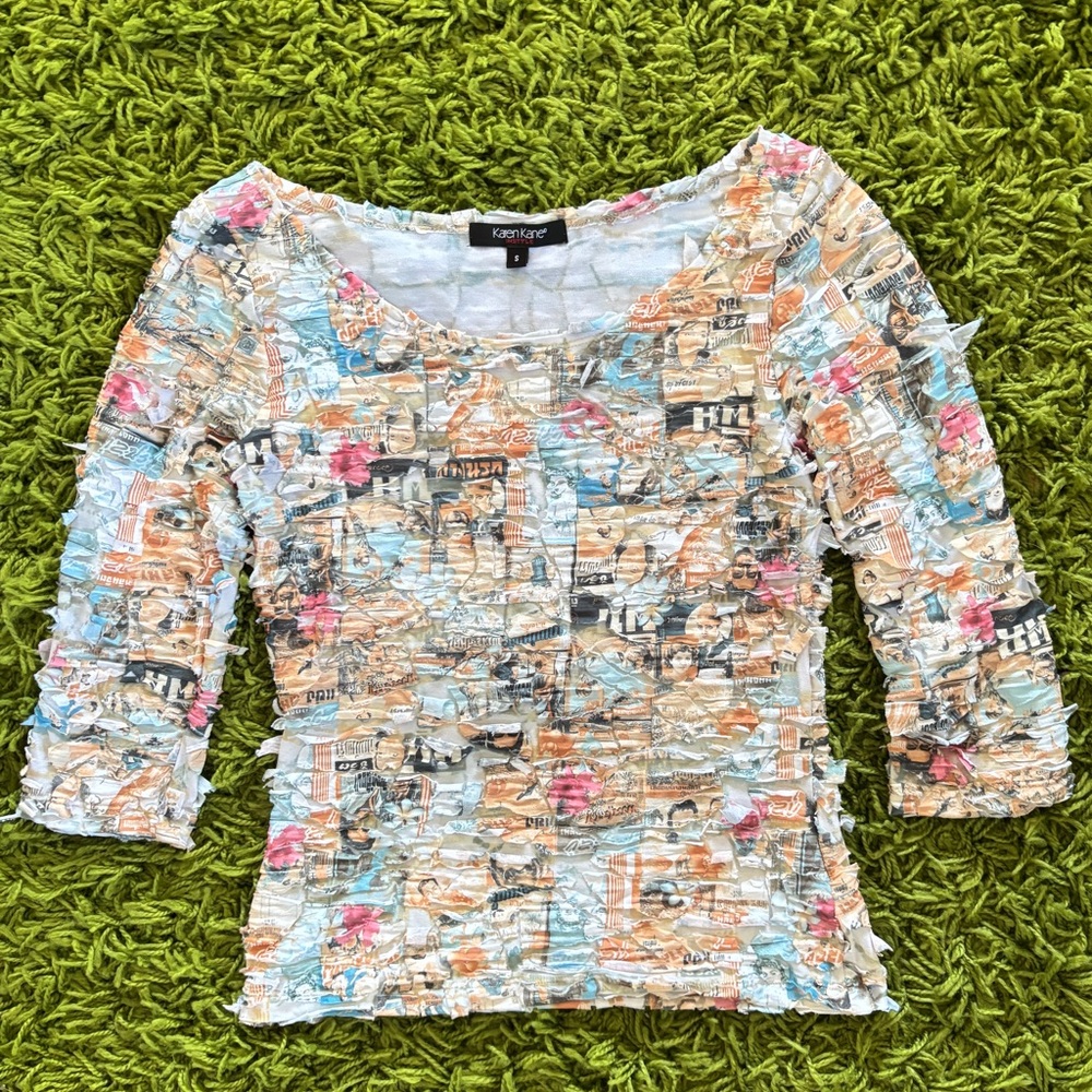 “Torn” Colorful Textured Blouse